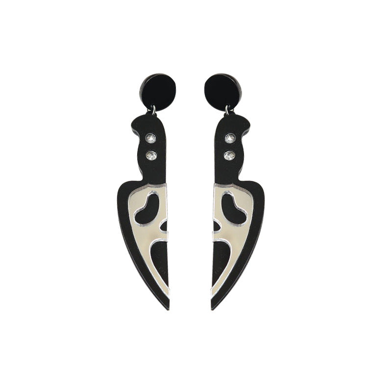 Acrylic Halloween Ghost Face Knife Earnails (Minimo de Compra 3) MIC-OuG073