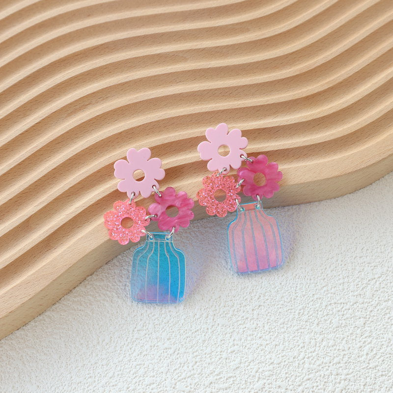 Acrylic vase sweet earrings (Minimo de Compra 3) MIC-OuG038