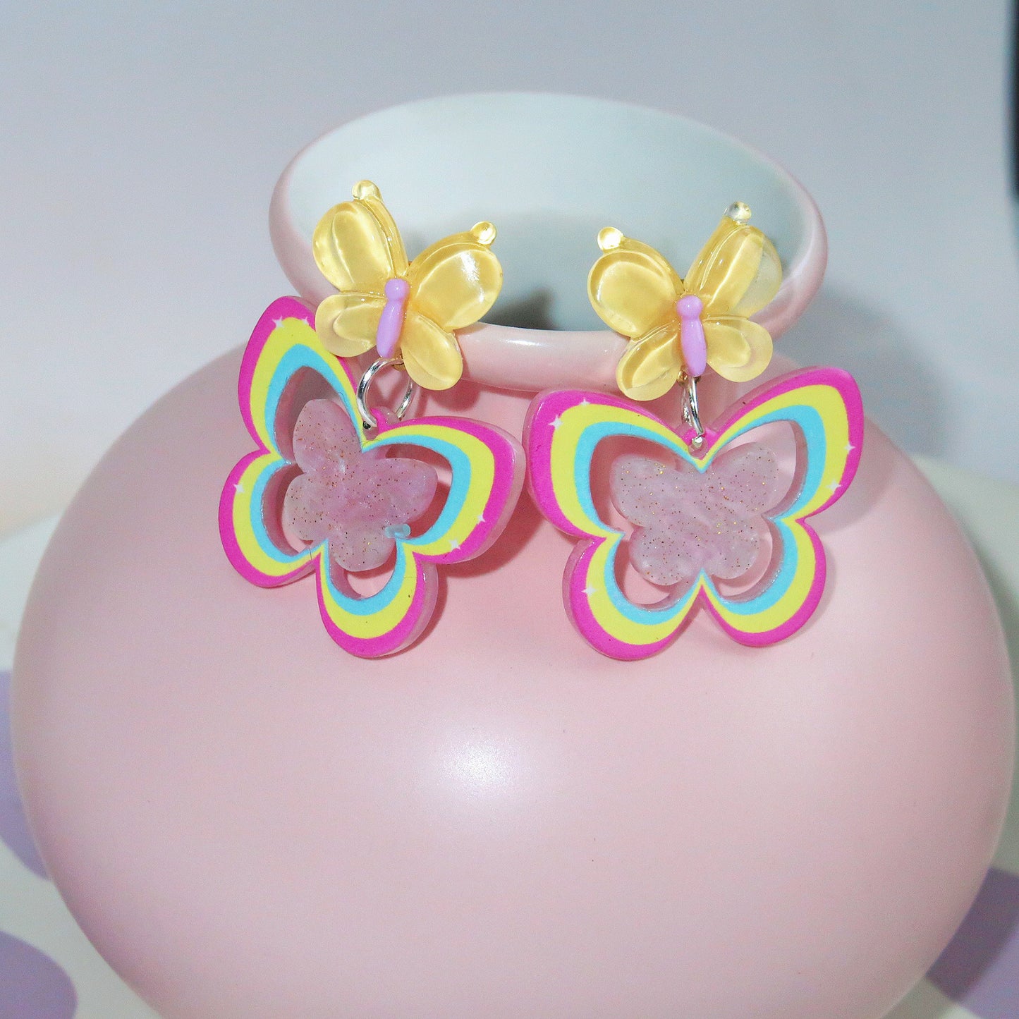 Resin colored butterfly earrings MYA-XNWE007