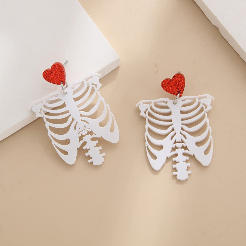 Acrylic Skull Ghost Earrings (Minimo de Compra 3) MYA-YuanQ006