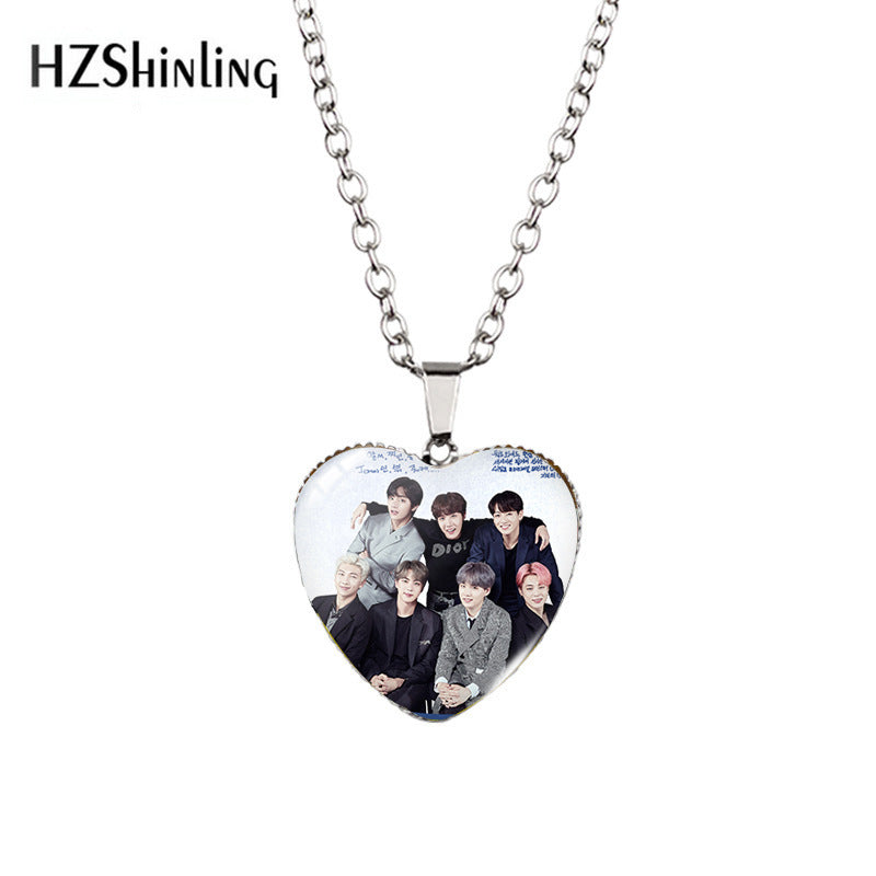 Alloy Time Gem Heart Necklace MIC-XiangL038