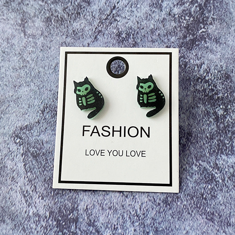 Acrylic Ghost Cat Glow Earrings (Minimo de Compra 2) MYA-XinC004