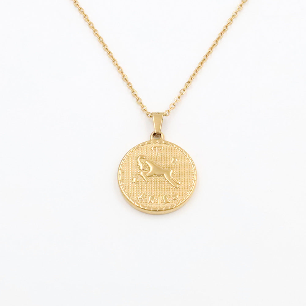 Stainless steel gold-plated twelve zodiac necklace MYA-XuanJ042