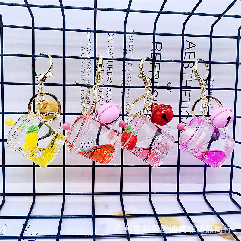 Keychain Acrylic Fruit Floating Quicksand Bottle MOQ≥2 DMF027