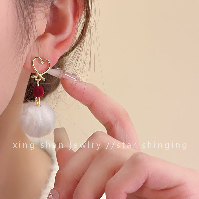 Alloy Love Hair Ball Earrings MIC-XingS023