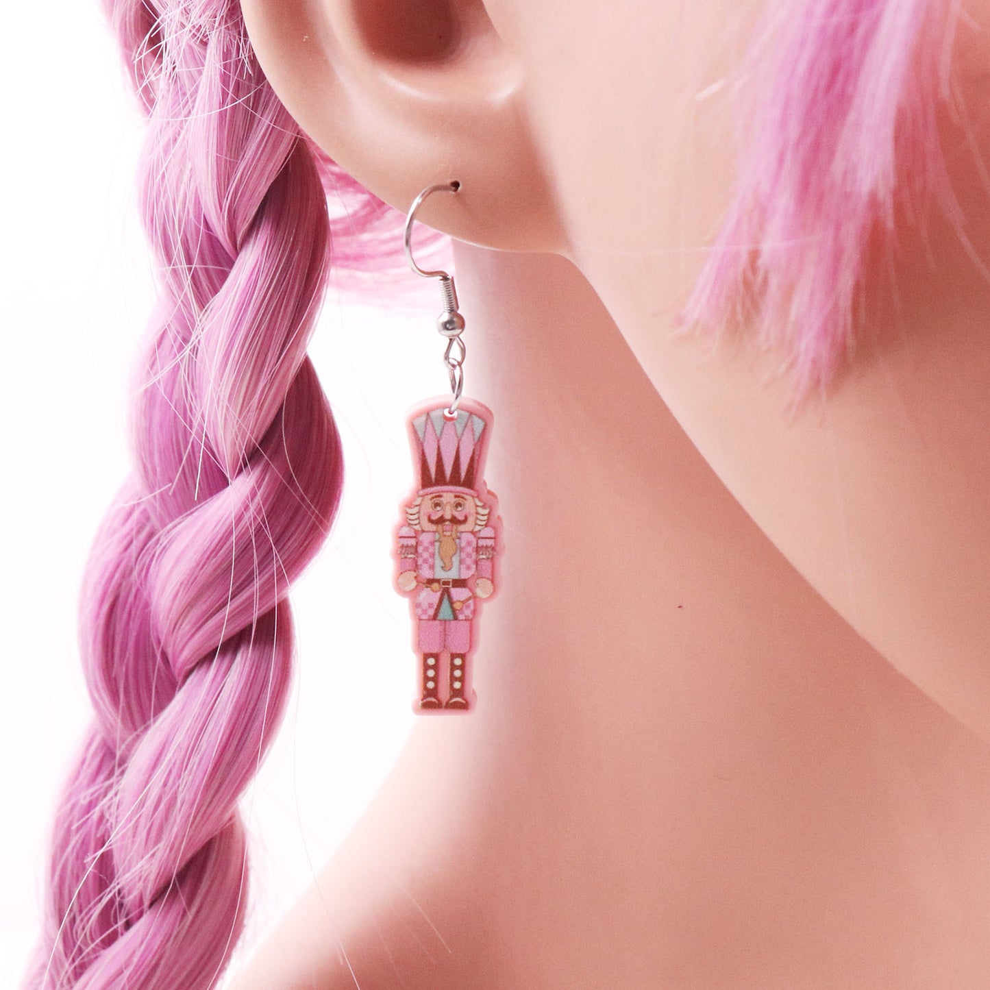 Acrylic Pink Christmas Earrings (Minimo de compra 5) MIC-XiaoY074