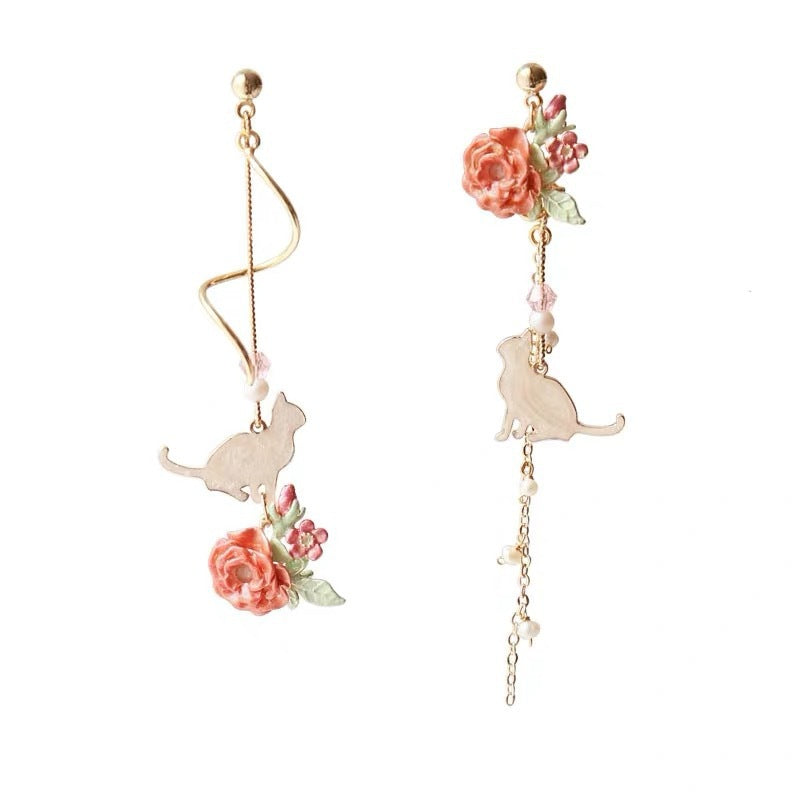 Alloy kitten flower earrings MIC-GangM006