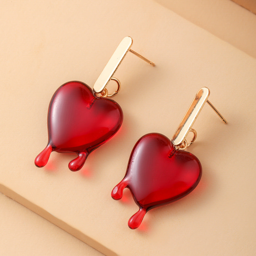 Resin Dark Wind Blood Drops Love Earrings (Minimo de Compra 5) MIC-ZeX001