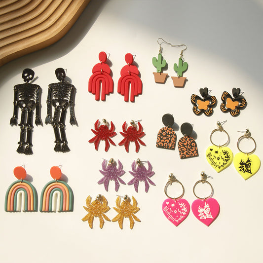 Acrylic movable skull earrings MIC-OuY016