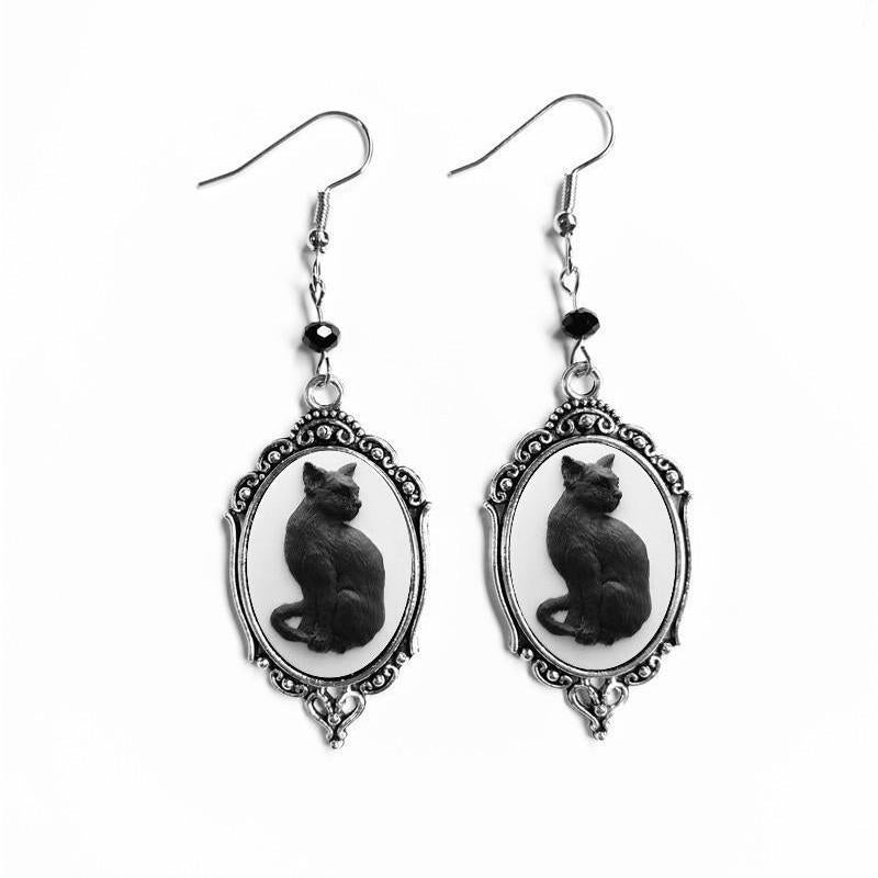 Alloy Black Cat Earrings MIC-AnM003