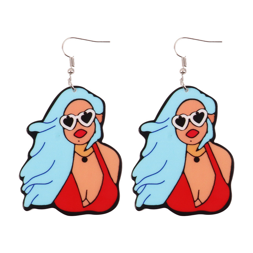 Acrylic American singer Caroline earrings MIC-ChouD005