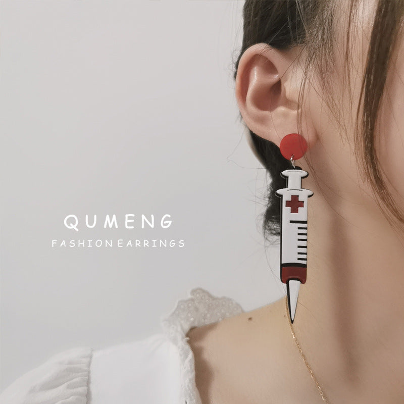 Acrylic simulation needle barrel earrings (Minimo de Compra 2) MYA-QingM031