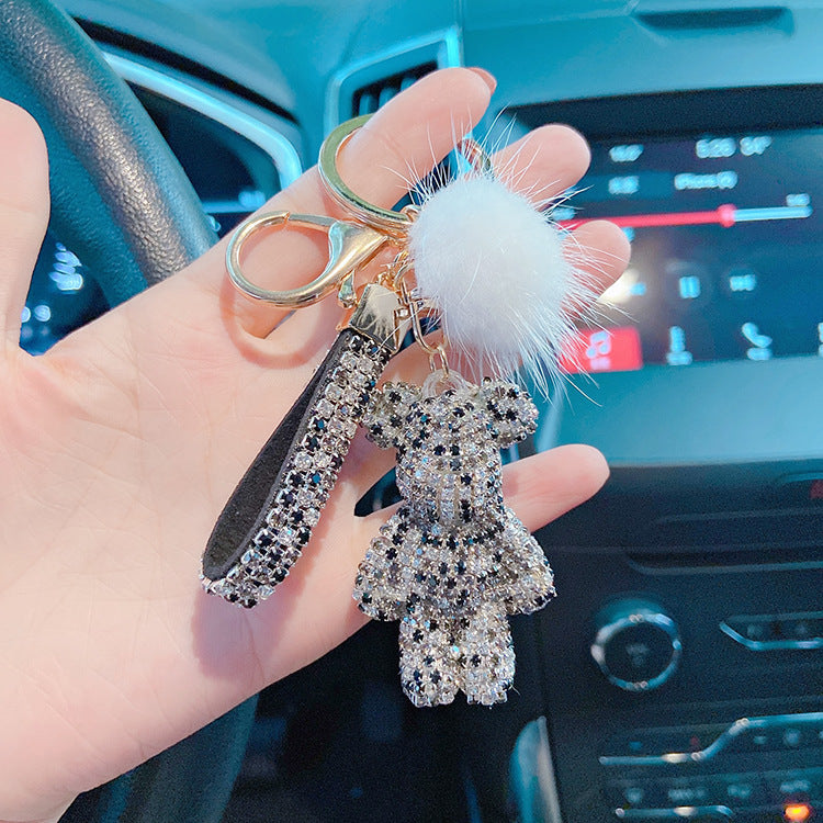 Diamond-inlaid mink and bear keychain  （Minimo de compra 2） MYA-LianX001