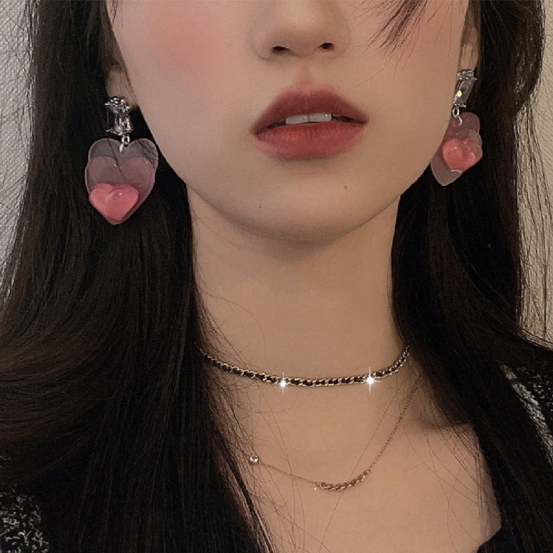 Alloy gradient peach earrings (Minimo de compra 2) MIC-BiShang007