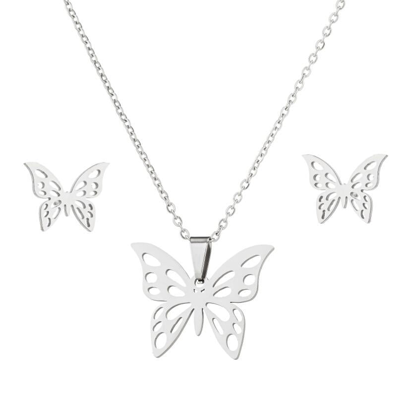 Stainless steel chain Butterfly design stainless steel set necklace SS032