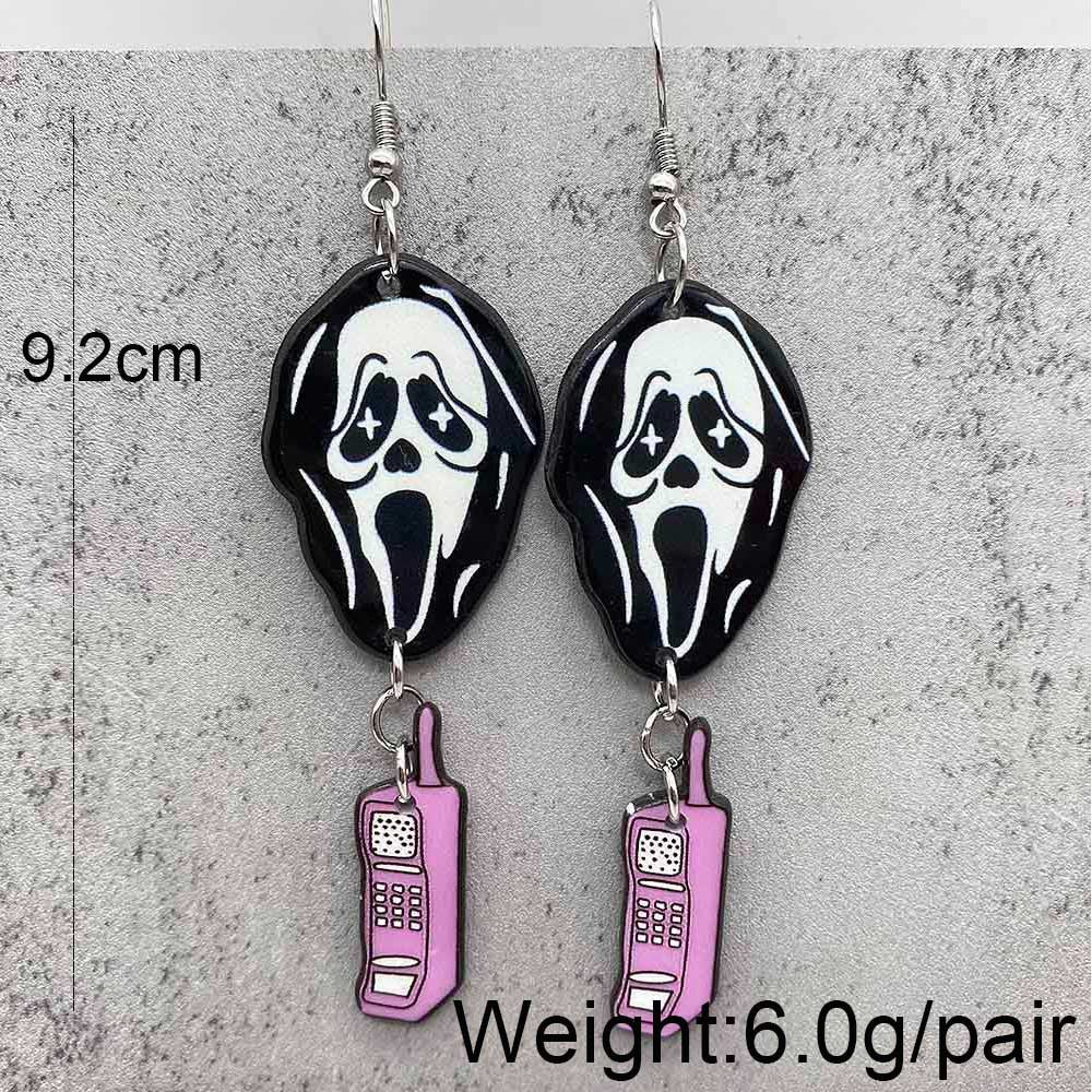 Acrylic Halloween Cowboy Ghost Earrings (Minimo de Compra 2) MIC-ChenY012