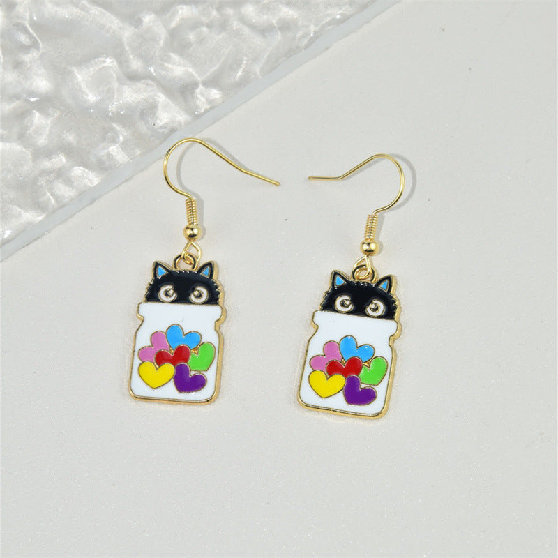 Alloy Love Couple Cat Earrings (Minimo de compra 2) MIC-KuL003