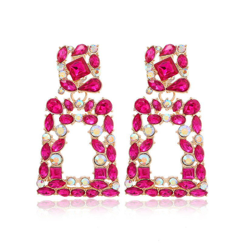 Alloy creative trapezoidal colored diamond ear clip (Minimo de compra 2) MIC-ManT016