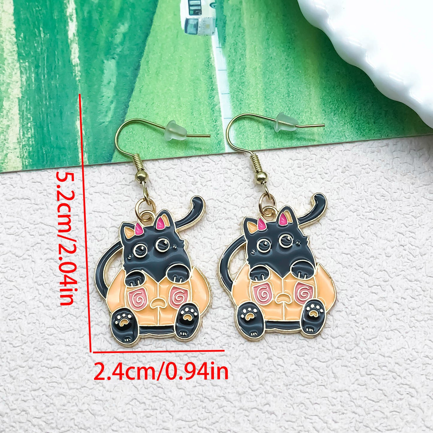 Alloy Halloween Cute Cat Pumpkin Earrings (Minimo de compra 5) MIC-OuL012