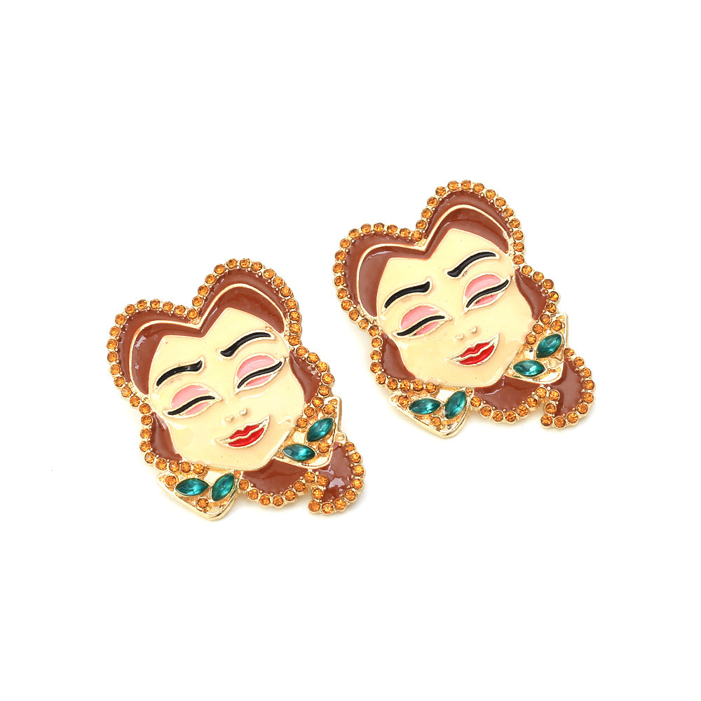 Alloy diamond inlaid cartoon character earrings MIC-ManY035