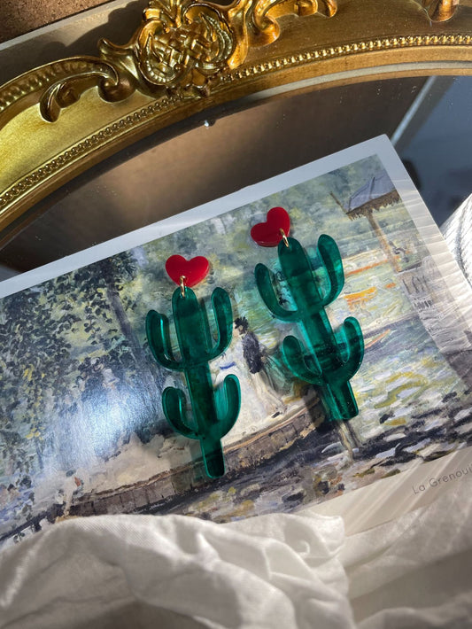 Acrylic Love Cactus Earrings MIC-MMZ009