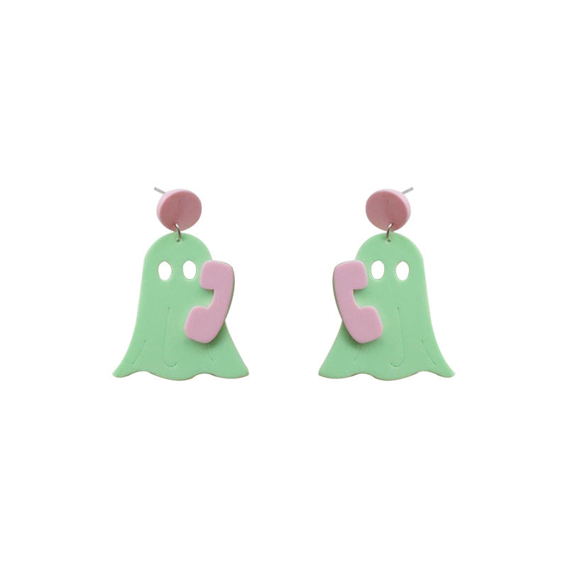 Acrylic Telephone Ghost Earrings （Minimo de compra 2） MIC-OuG022