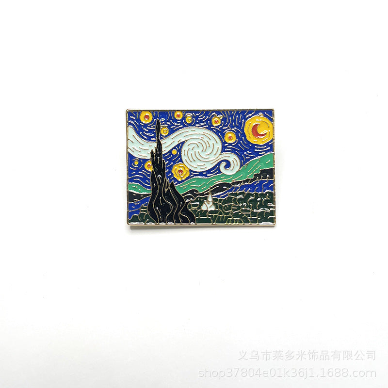 Alloy colored Van Gogh oil painting earrings (Minimo de Compra 2) MIC-LDM030