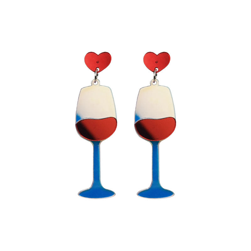 Alloy High Foot Red Wine Cup Earrings MIC-JiaY023