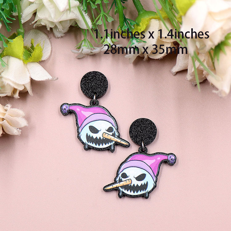 Acrylic Halloween Skull Earstuds (Minimo de compra 5) MIC-XiaoY042