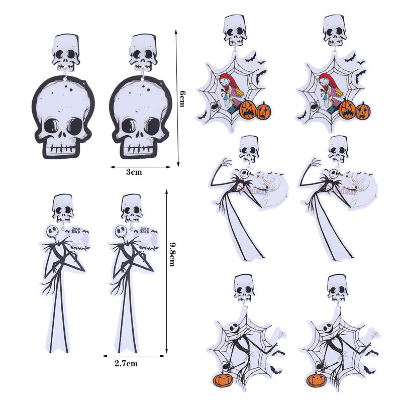 Acrylic Funny Skull Head Earrings (Minimo de Compra 2) MIC-ChouT034