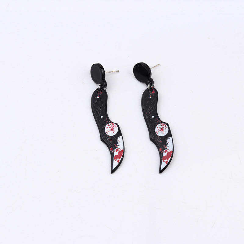 Acrylic Halloween Blood Knife earrings (Minimo de Compra 2) MIC-DuA040