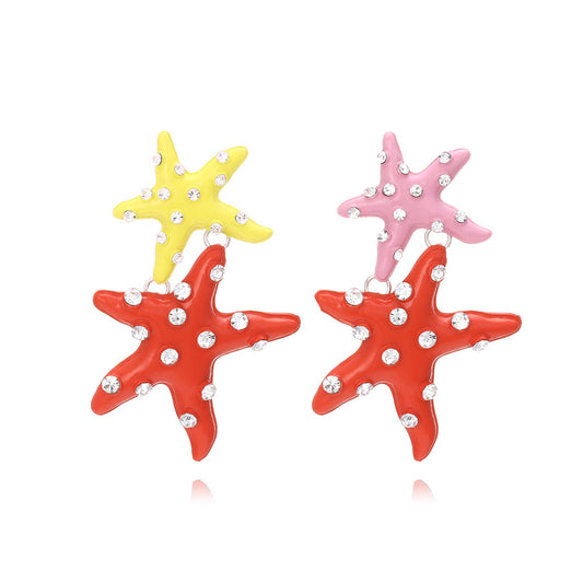 Alloy Water Diamond Star Earrings MIC-ManY071