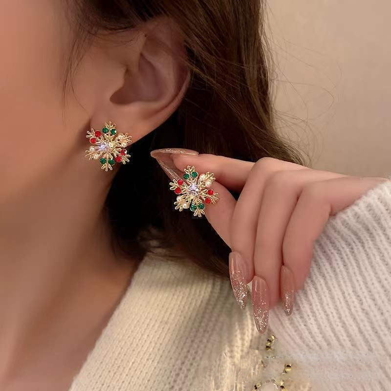 Alloy Santa Claus Bell Snowflake Earrings (Minimo de Compra 2)  MIC-JueH002