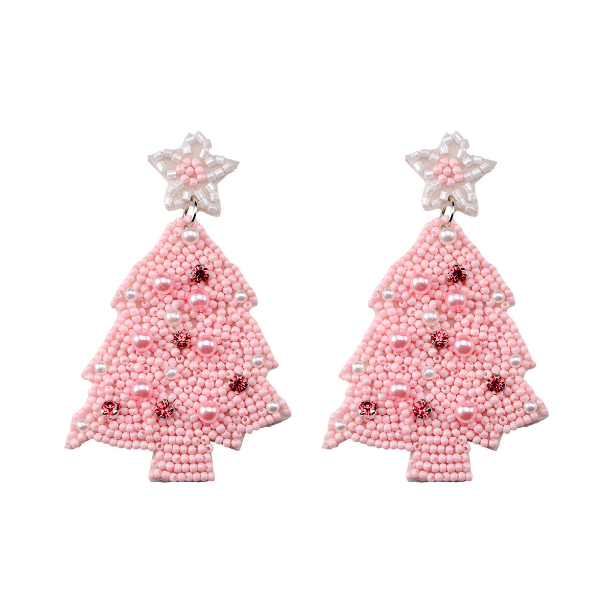 Alloy Pink Christmas Tree Earrings (Minimo de Compra 2) MYA-DWKM001