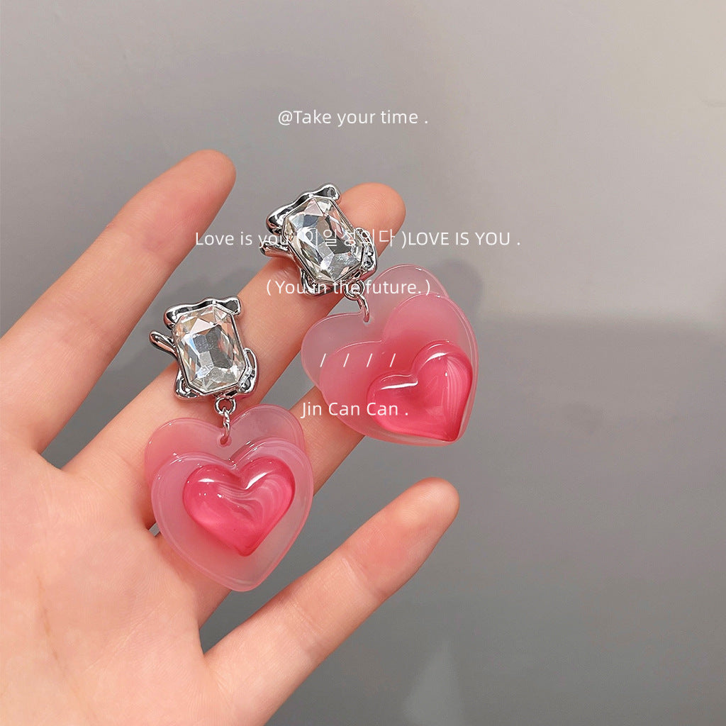 Alloy pink heart earrings MIC-LiangM003