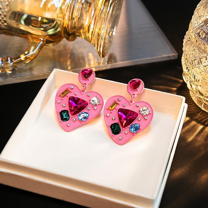 Alloy Pink Love EarringsMIC-LSY035