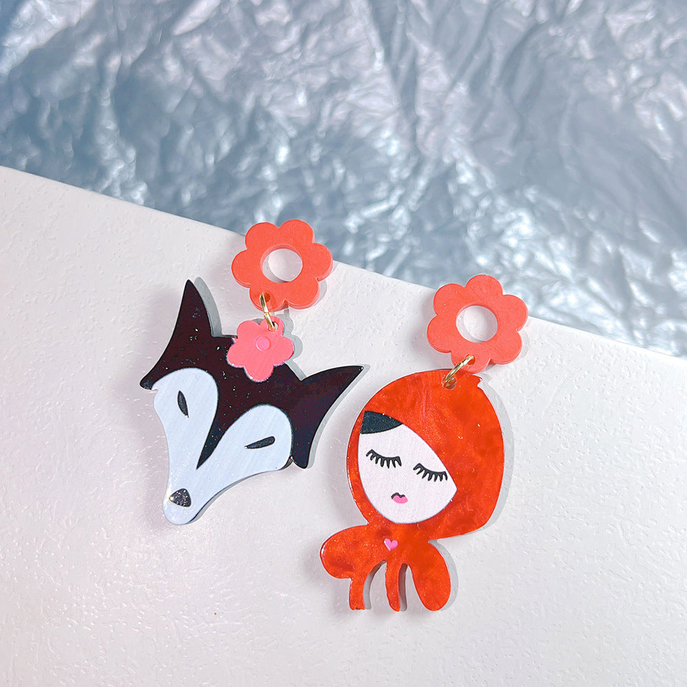 Acrylic Ring Fox Earrings  (Minimo de Compra 2) MYA-PingH012