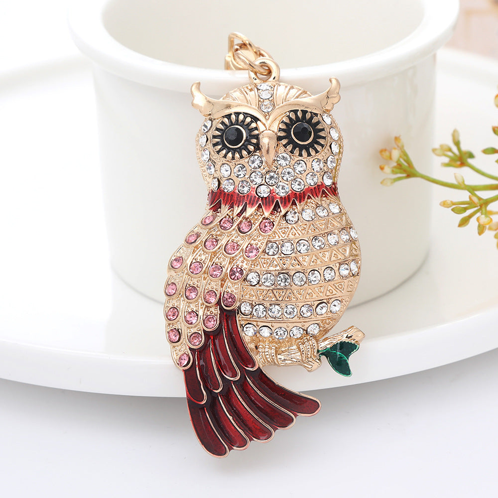 Lovely diamond inlaid owl keychain  (Minimo de compra 2) MIC-ChaoK002