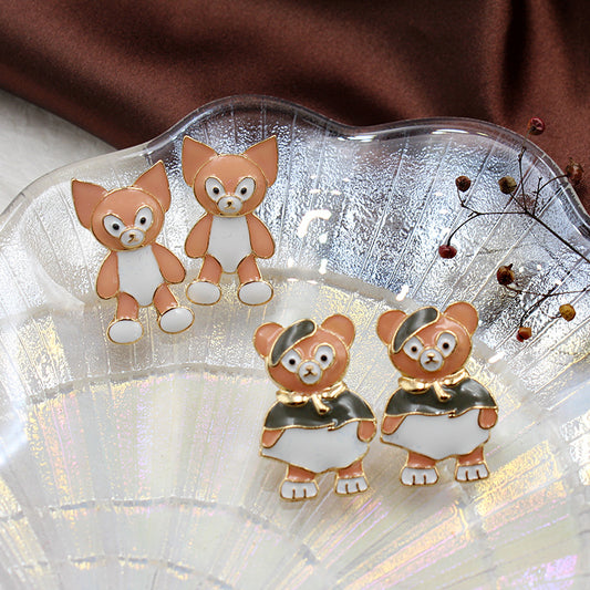 Alloy cartoon animal bear earrings MYA-XinT017