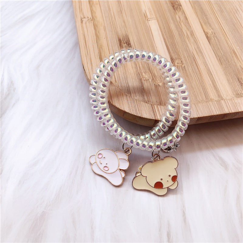 magnet hair ring telephone wire rope cartoon rubber band bracelet (F) WeiY012