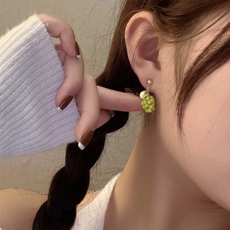 Alloy green grape earrings (Minimo de compra 3) MIC-GuanY011