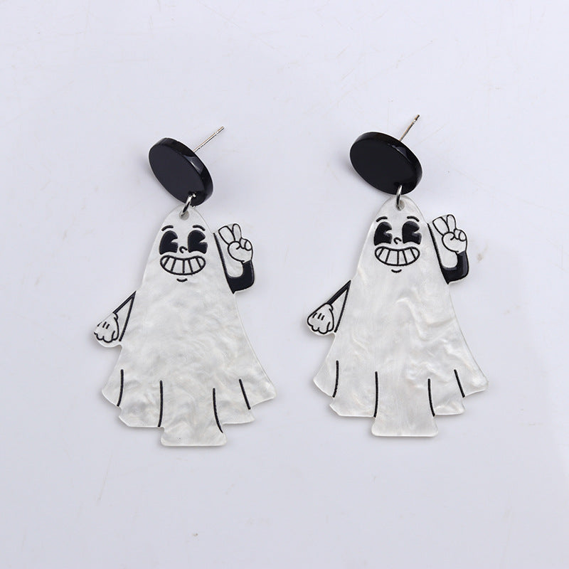 Acrylic Halloween Magic Stick Ghost earrings (Minimo de Compra 2) MIC-DuA034