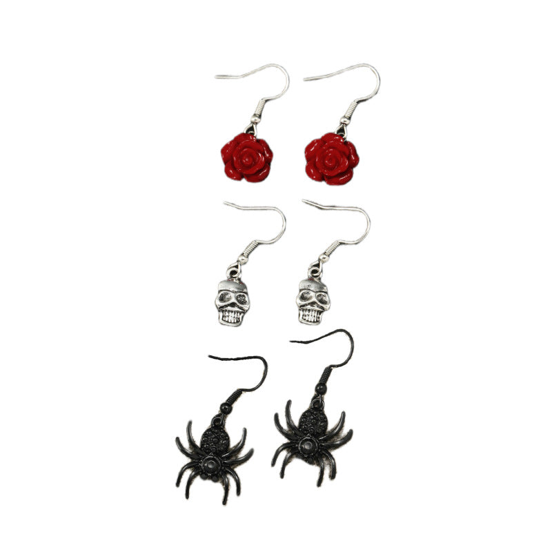 Alloy New Rose Skull Earrings MIC-JunJ008