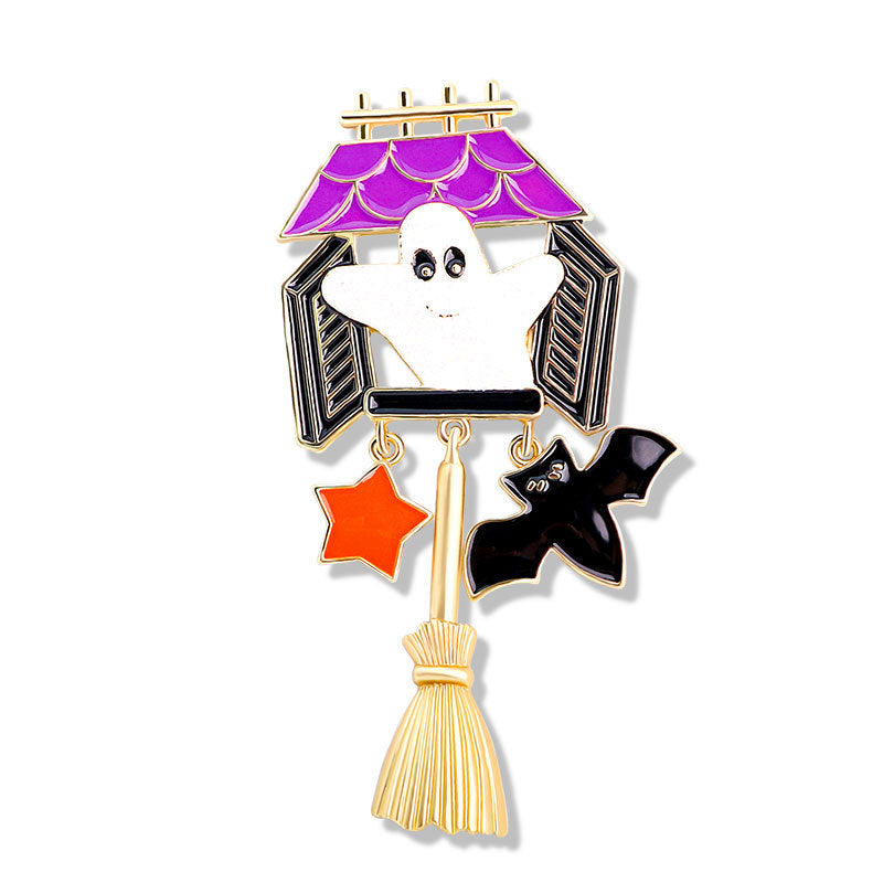 Alloy Little Ghost Broom Pumpkin Head brooch (Minimo de Compra 5) MIC-YiN001