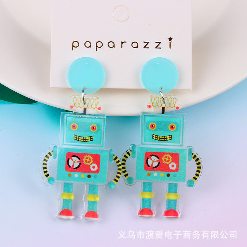 Acrylic dinosaur robot earrings (Minimo de Compra 2) MIC-DuA039