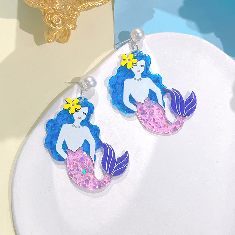 Acrylic New Mermaid Unicorn Earrings PinH013