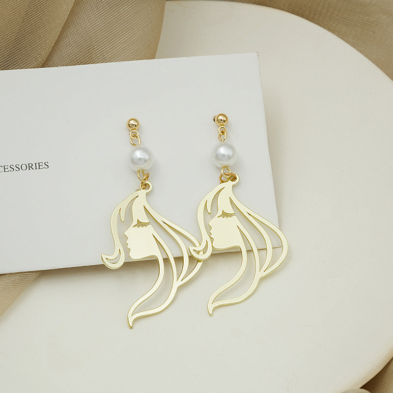 Alloy abstract facial pearl earrings MIC-MDD169