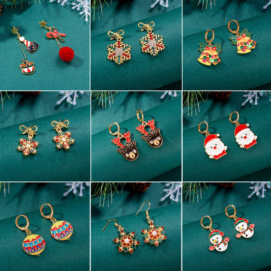 Alloy Santa Claus Bell Snowflake Earrings (Minimo de Compra 2)  MIC-JueH002