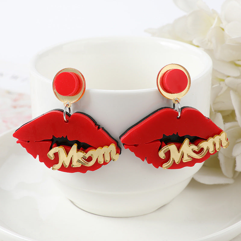 Acrylic Embossed Mother's Day Earrings (Minimo de Compra 2) MIC-YouY012