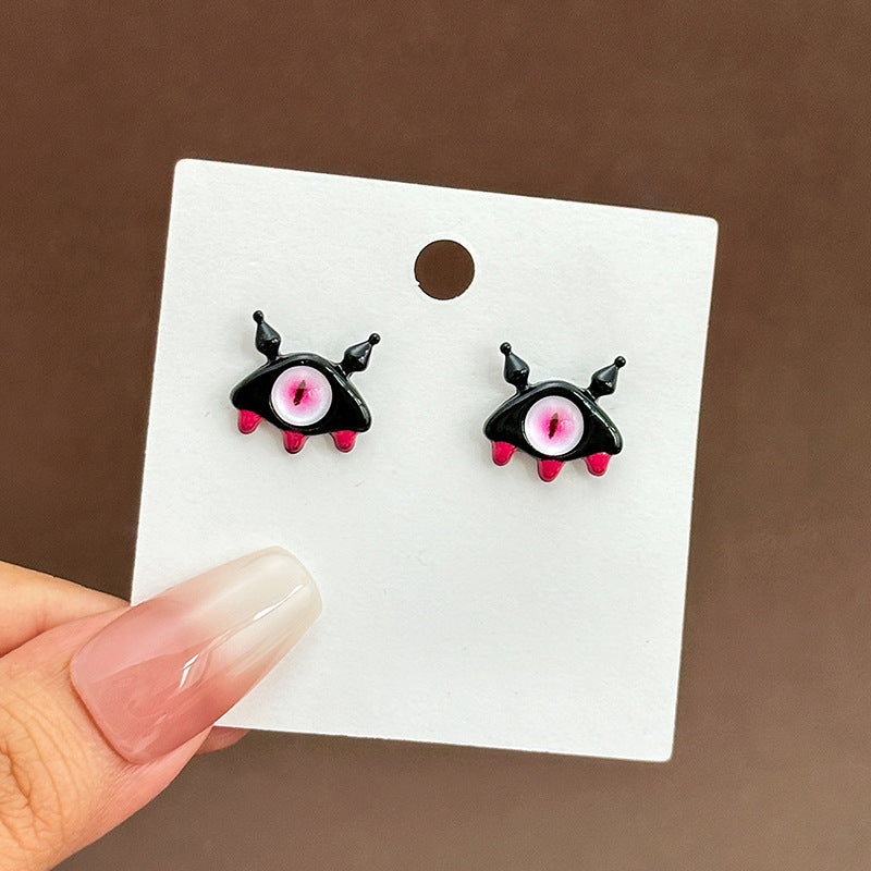 Alloy cartoon oil dripping cat's eye stone earrings MIC-MDD161